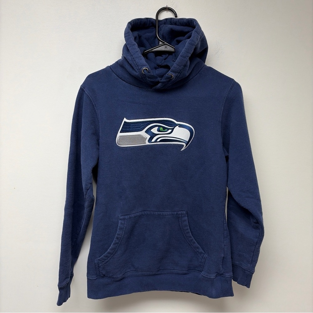 Seattle Seahawks Hoodie Sweatshirt Blue Sz Small Proline NFL 12th Man Back